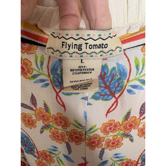 Flying Tomato Wide Leg Floral Printed Pants Size L Boho Festival Gypsy - Picture 4 of 4